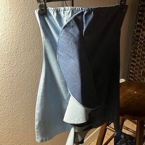 Denim Bodycon Mini Dress with Ruffles